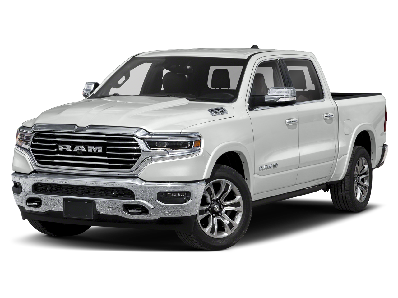 2019 RAM 1500 Limited in Ivory White Tri-Coat Pearlcoat — front three-quarter view
