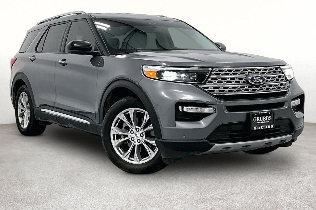 2022 Ford Explorer Limited in Gray Metallic — front three-quarter view