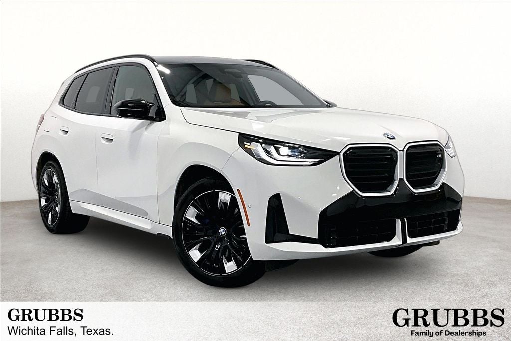2025 BMW X3 M50 xDrive in Alpine White — front three-quarter view